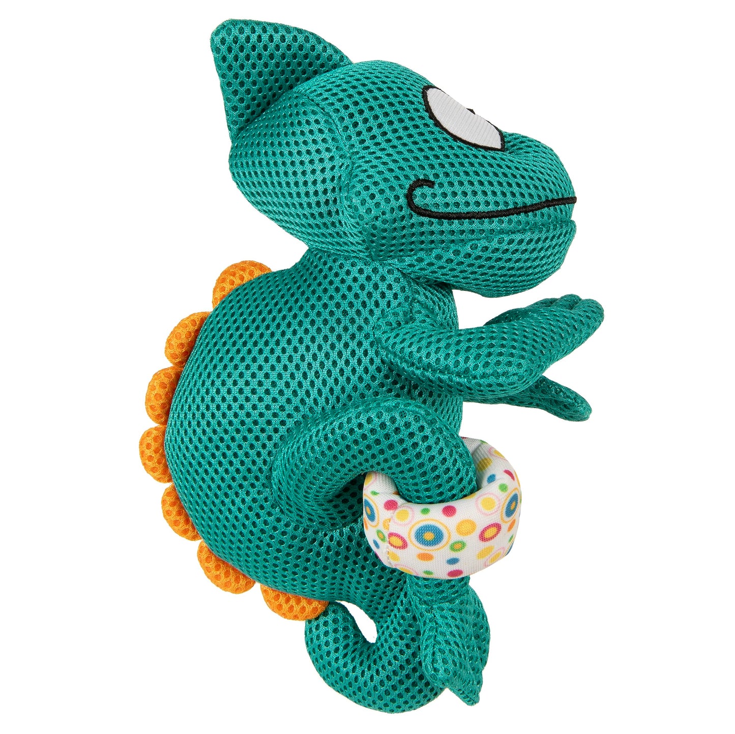 Double Chew Guard Mesh Amphibianz Chameleon Squeaky Dog Toy - Teal, Large | goDog