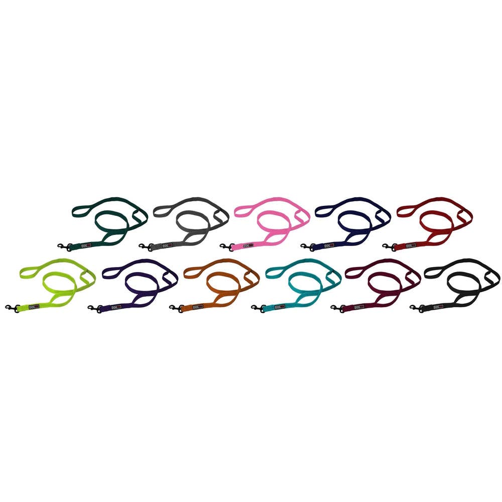 Nylon Multi-Handle Flat Leash: Red / 2 Handle / 4'