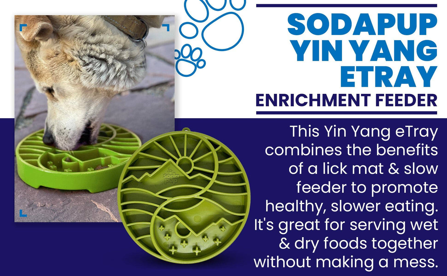 Yin Yang Design Shallow eTray Enrichment Slow Feeder Tray for Dogs: Orange