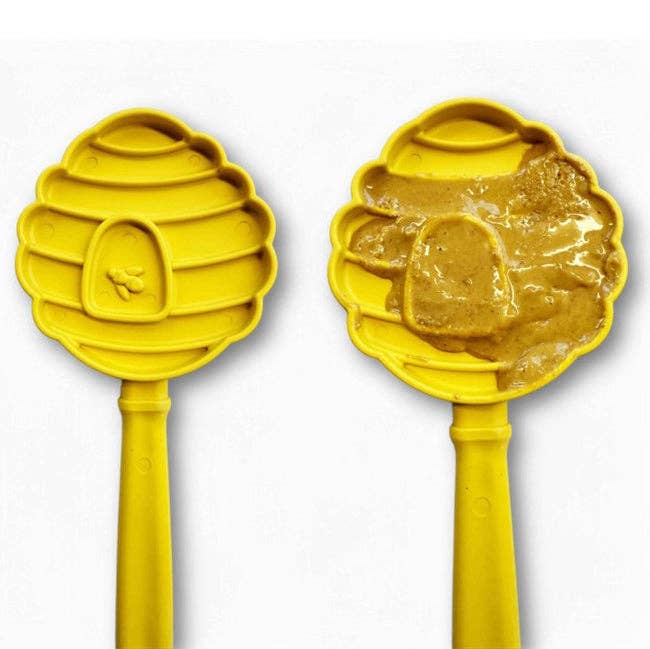 Lick Stick Hand-Held Interactive Enrichment Toys: Beehive Lick Stick - yellow