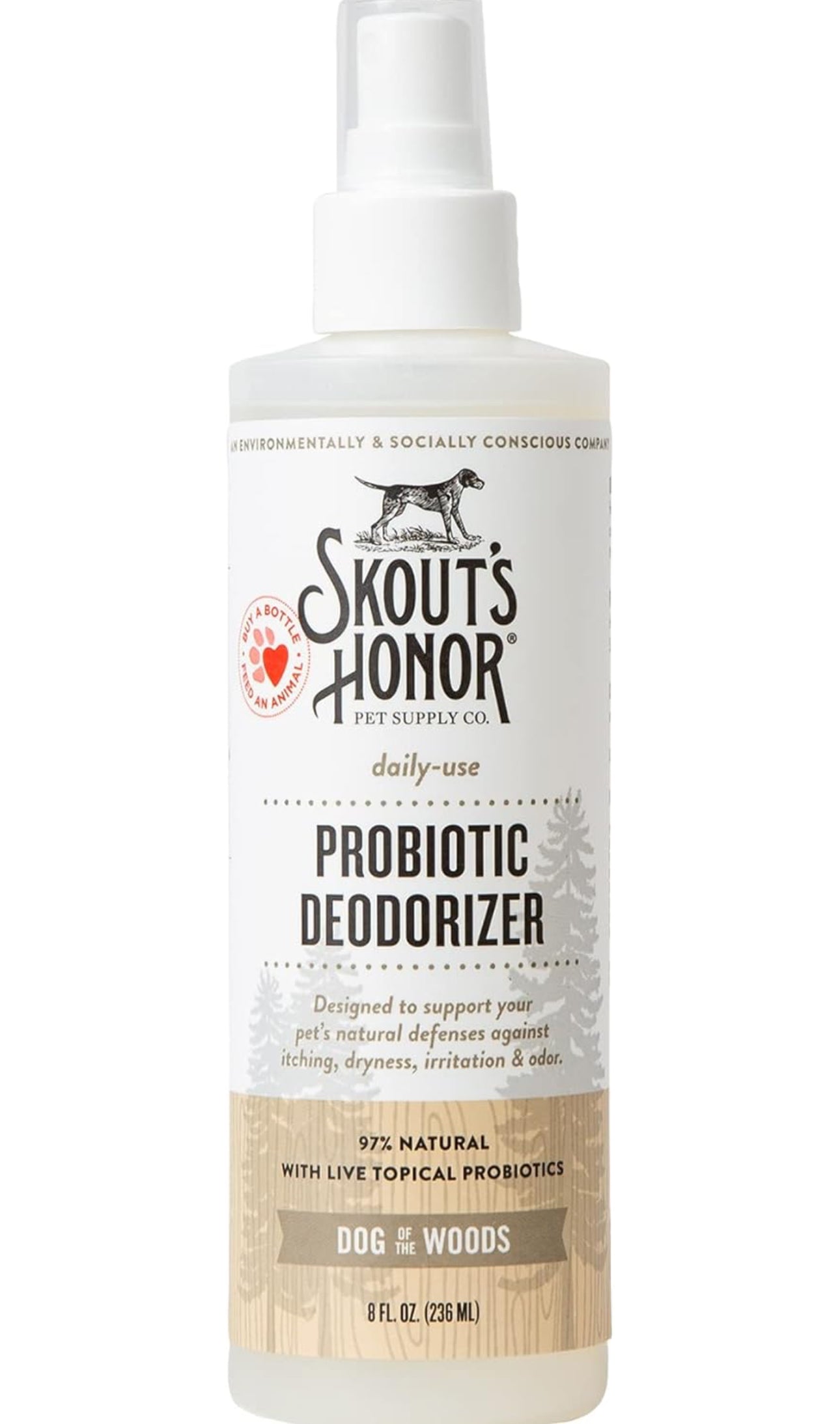SKOUT'S HONOR Pet Deodorizer Spray- Hydrating Daily-Use with Avocado Oil & Omega-3s, Paraben & Sulfate-Free, 97% Natural, 8oz, Dog of The Woods