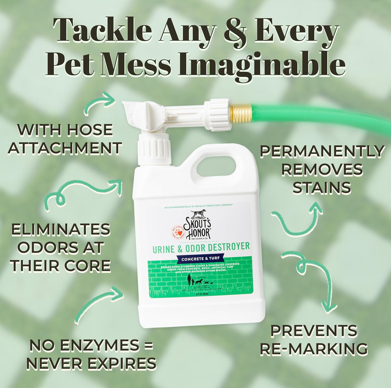 SKOUT'S HONOR Pet Urine & Odor Destroyer Concrete & Turf - Professional Strength, Plant-Powered, Cruelty-Free Urine Eliminator for Concrete, Turf, and Outdoor Living Spaces 32 oz.