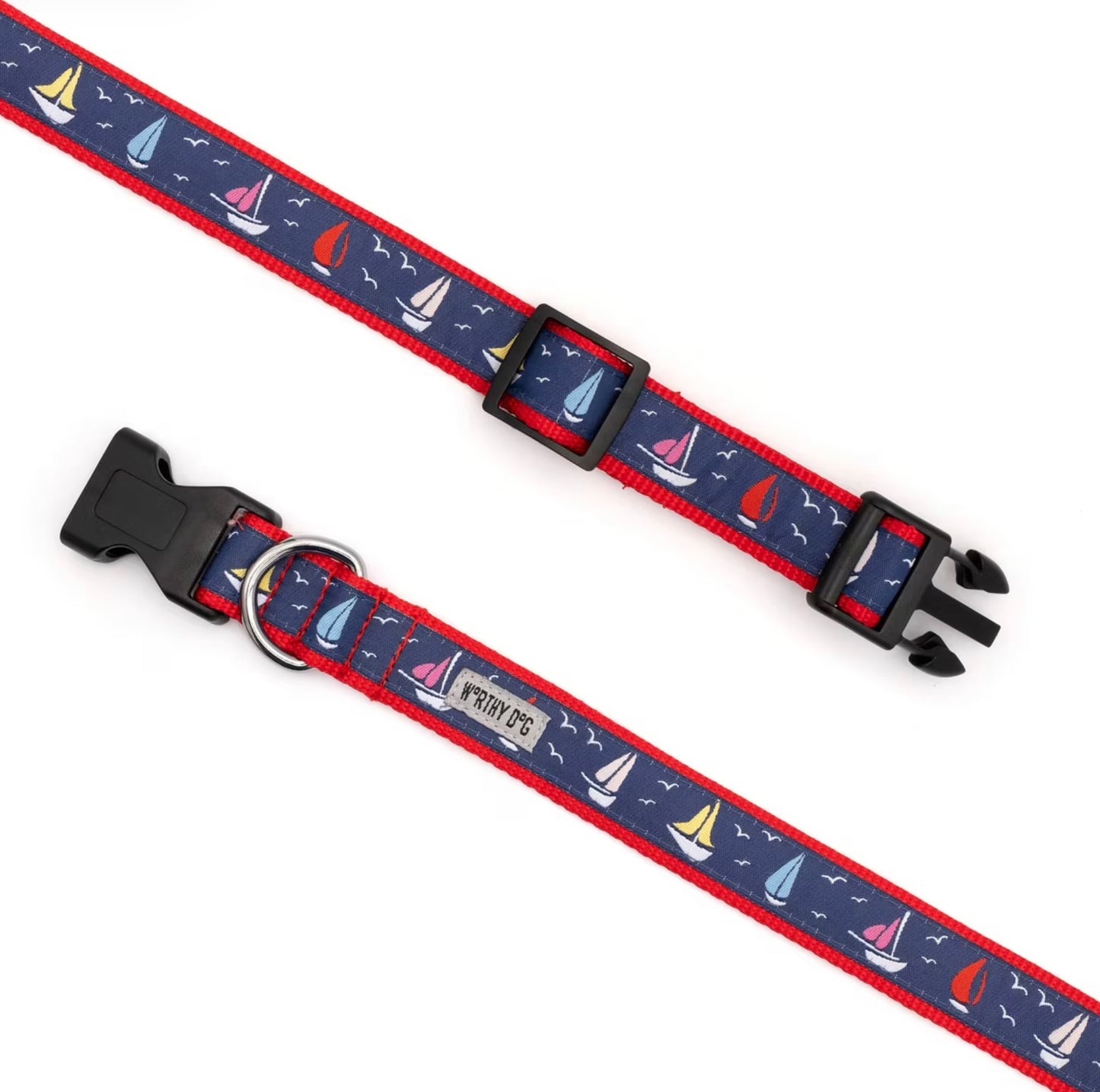 Sailboats Dog Collar, Navy | The Worthy Dog