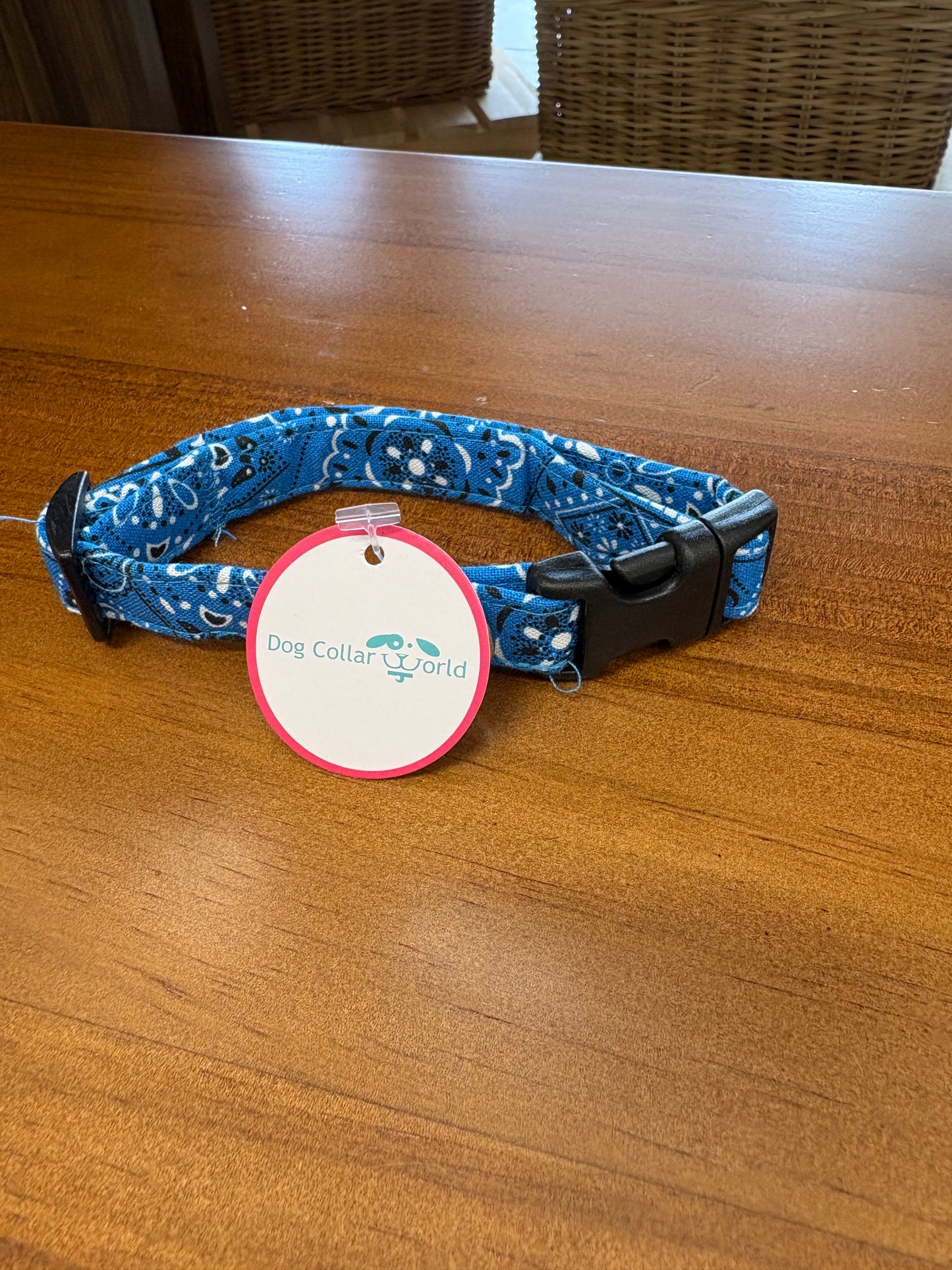 Dog Collar World- Fashion Collar- Blue Bandana