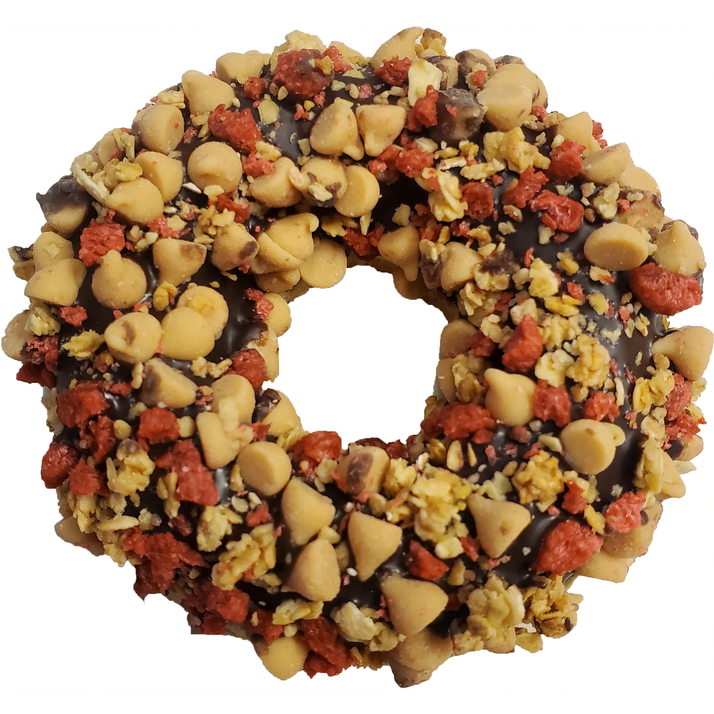 Gourmet Donut, Carob Peanut Butter & Bacon Crunch Donut Dog Treat