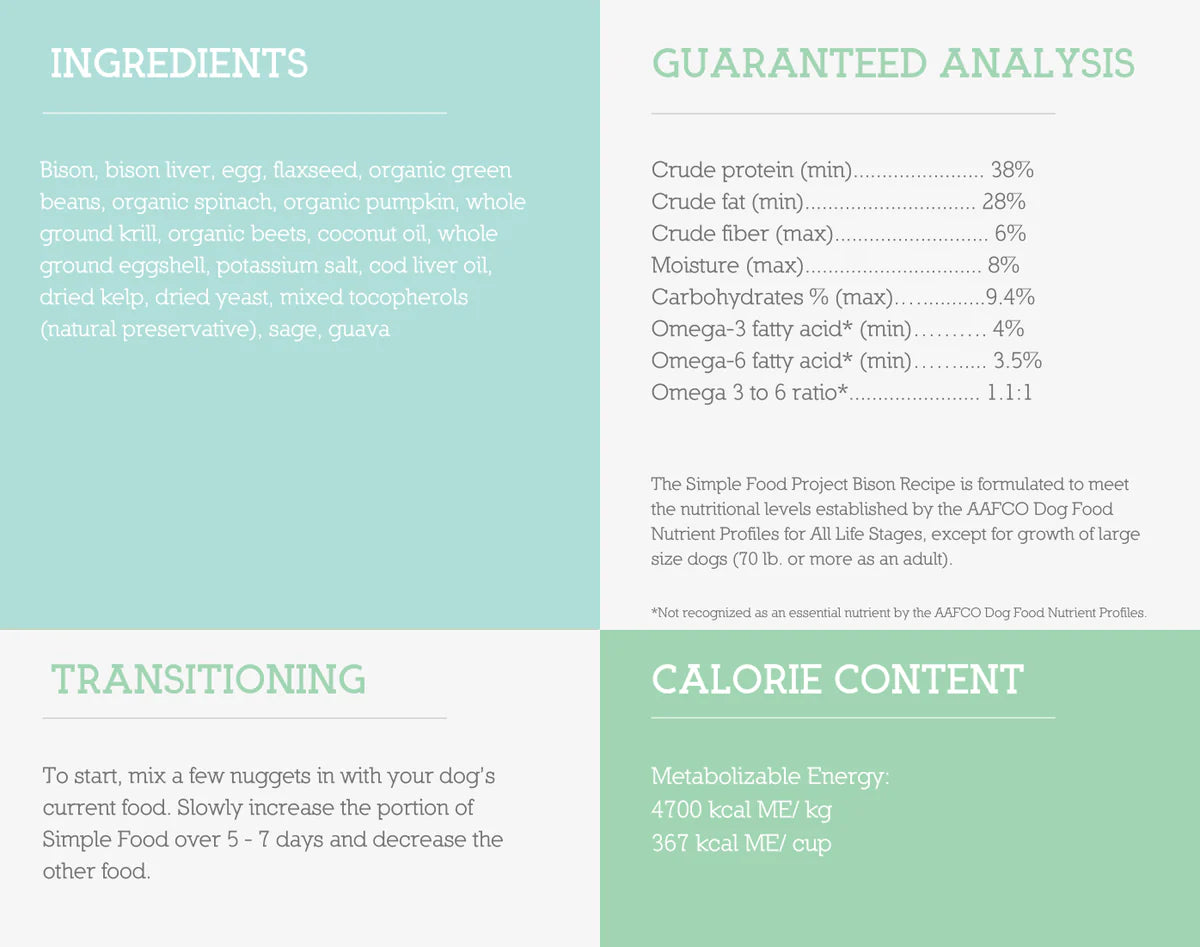 Bison Recipe Dog Food 24oz | Simple Food Project