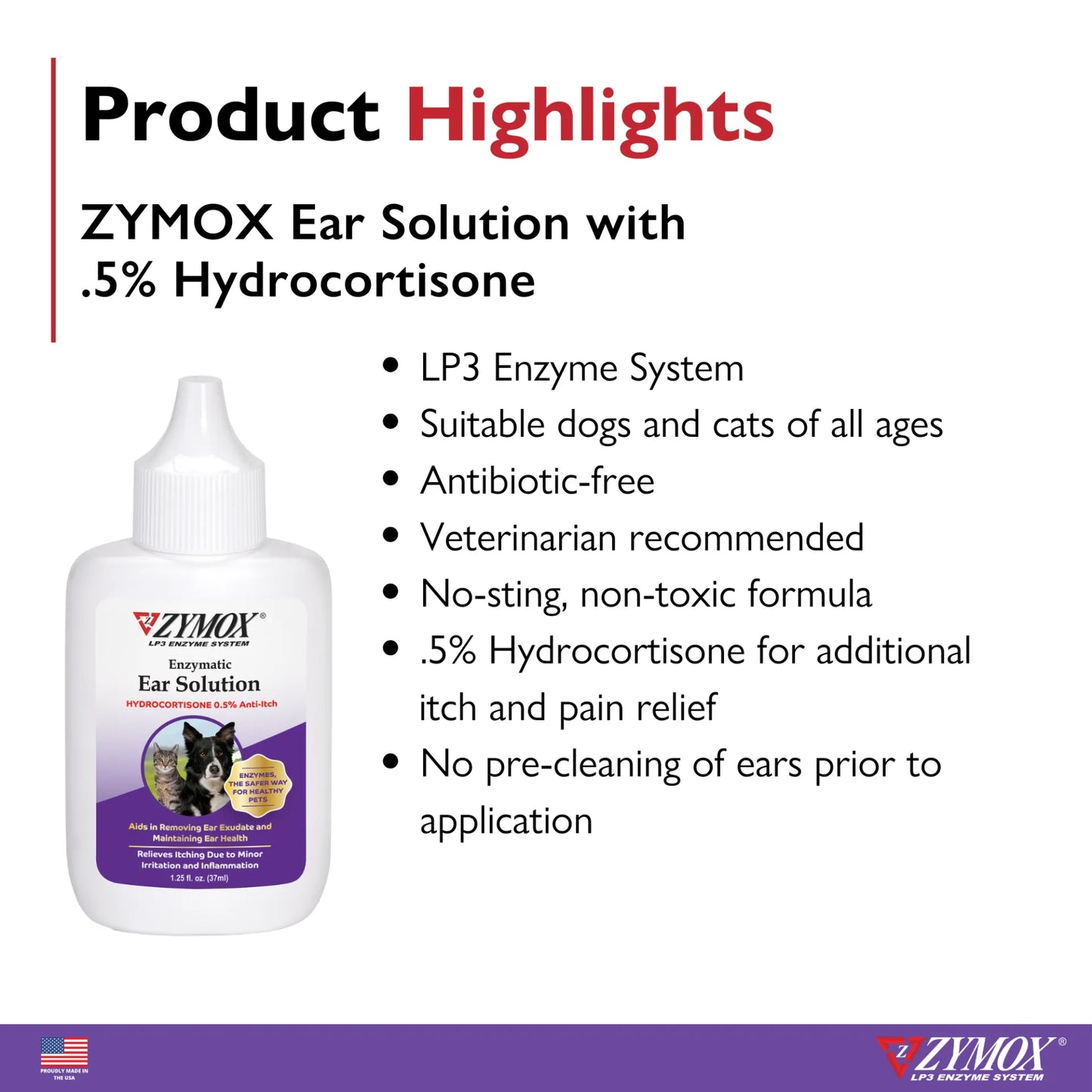 ZYMOX Enzymatic Ear Solution with 0.5% Hydrocortisone 1.25oz