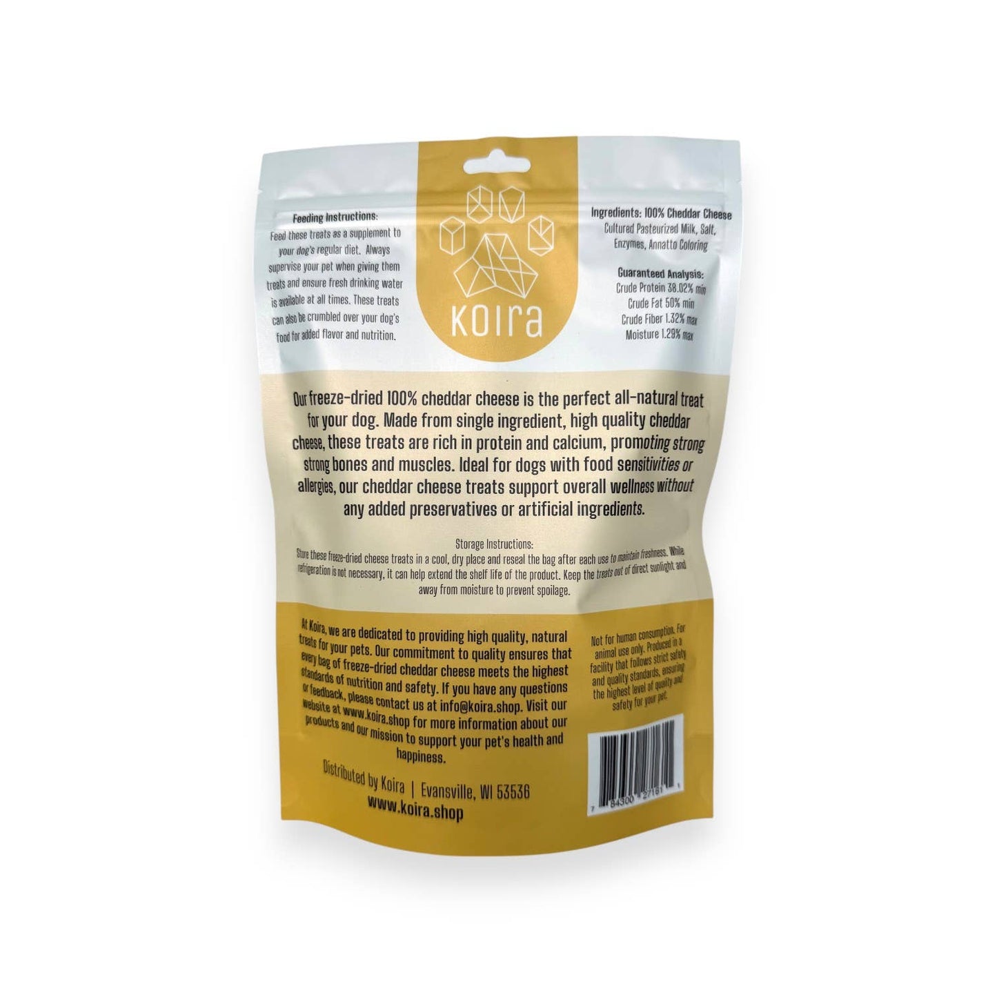 Freeze-Dried Cheese Dog Treats: 8 oz Bag | Koira