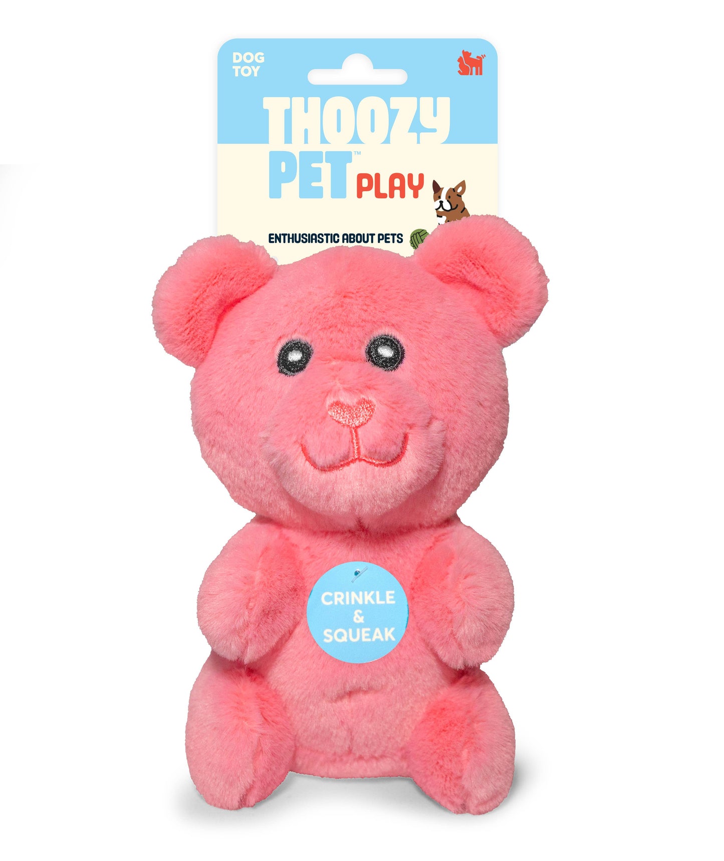 Gummy Bear Plush Dog Toy Pink 6" | ThoozyPet