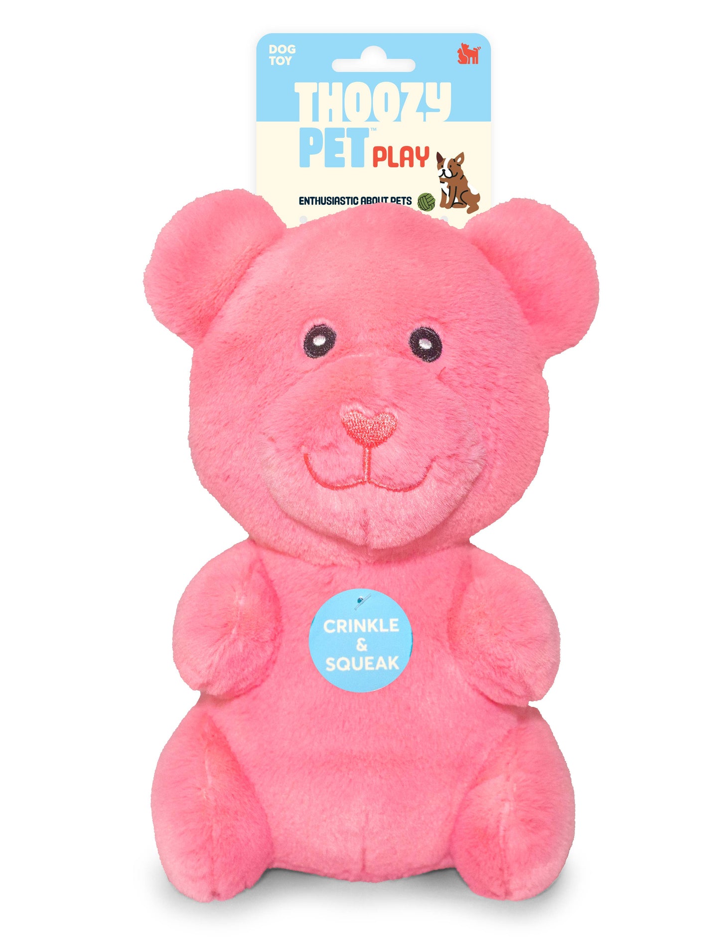 Gummy Bear Plush Dog Toy Pink 10" | ThoozyPet