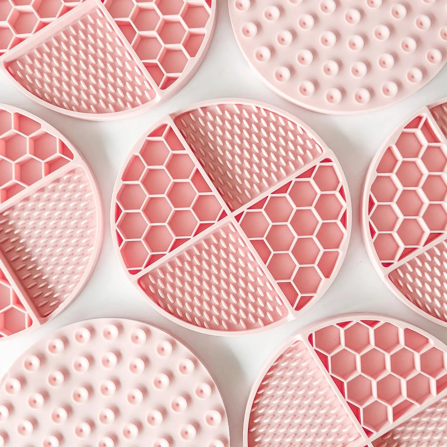Specks Honeycomb Pastels Hybrid Pet Lick Mat: Pink