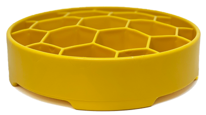 Honeycomb Design eBowl Enrichment Slow Feeder Bowl for Dogs: Yellow