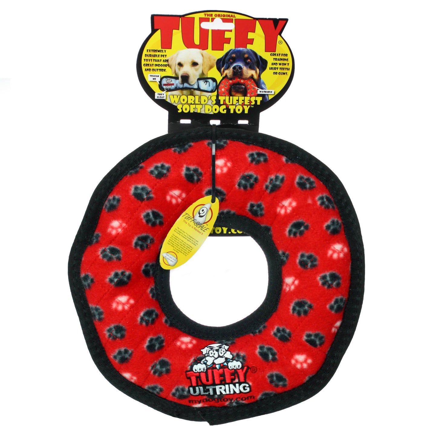 Tuffy Ultimate Ring - Red Paw, Durable, Squeaky Dog Toy