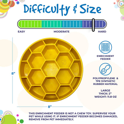 Honeycomb Design eBowl Enrichment Slow Feeder Bowl for Dogs: Yellow