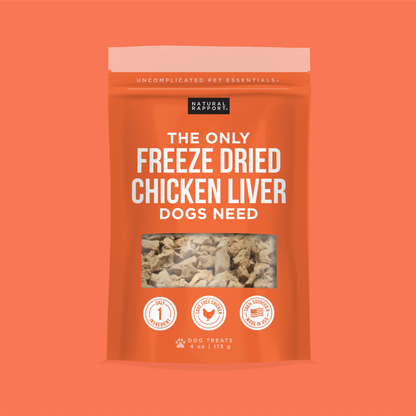 The Only Freeze Dried Chicken Liver Dogs Need: 4 oz bag