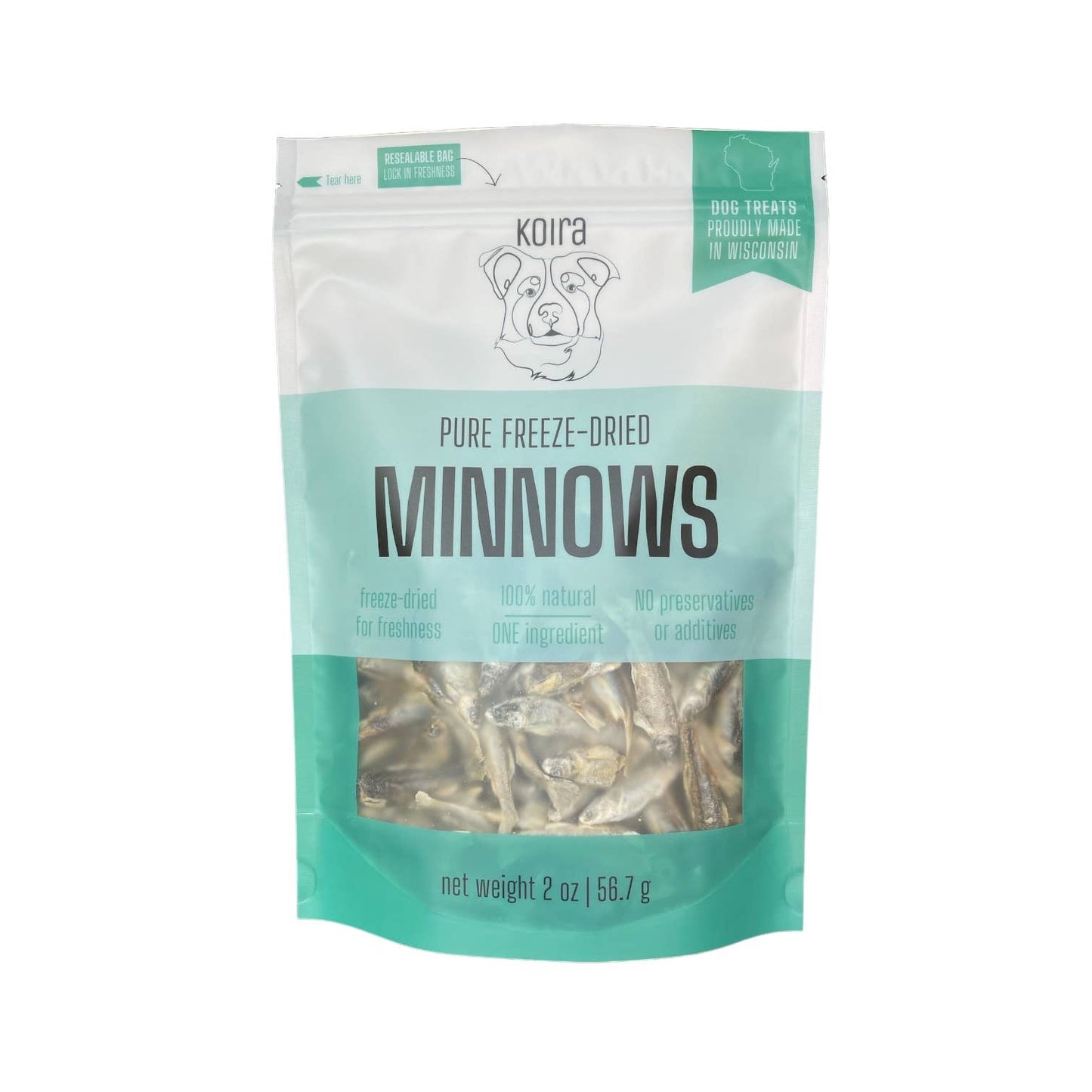 Freeze-Dried Minnows Protein-Packed Dog Treats: 2 oz Bag | Koira
