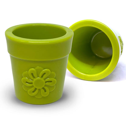 Flower Pot Durable Rubber Treat Dispenser & Enrichment: Orange