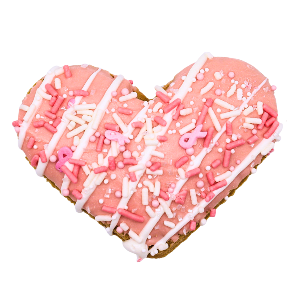 Gourmet Cookies, 3" Jumbo Heart Shaped Dog Treat, 4 pack Breast Cancer Awareness