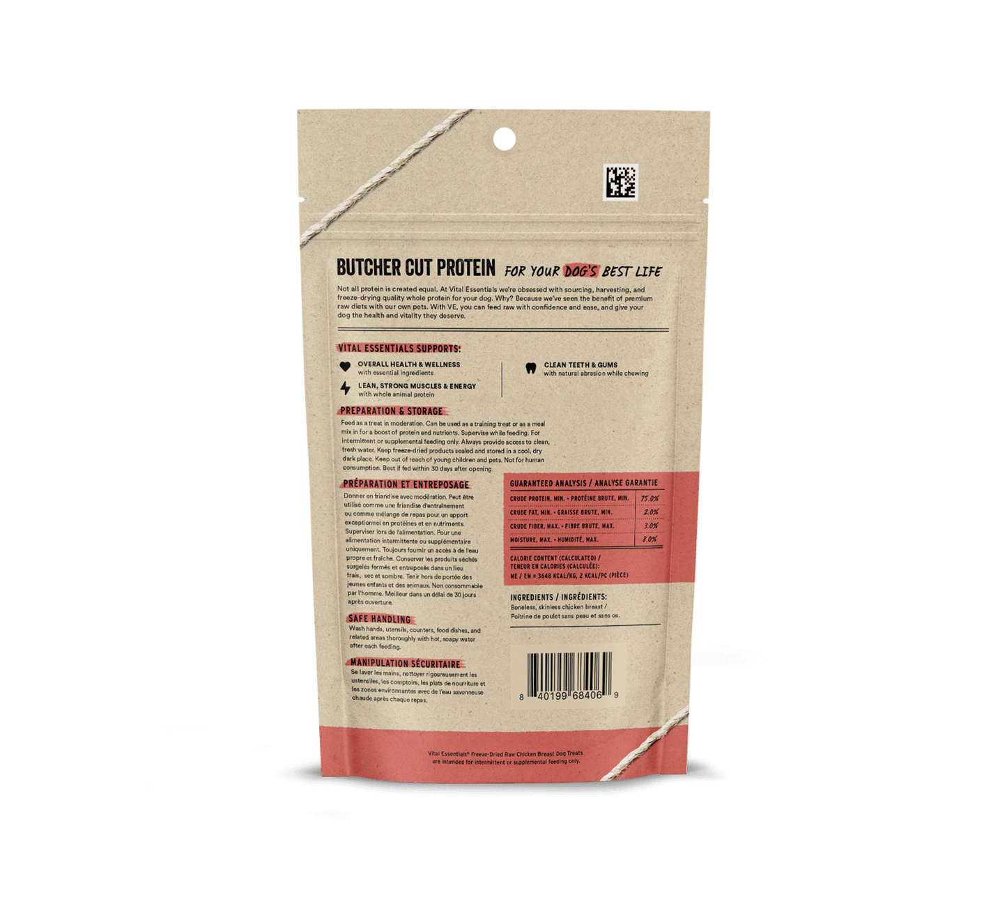 Vital Essentials Freeze-Dried Chicken Breast Dog Treats 2.1 oz