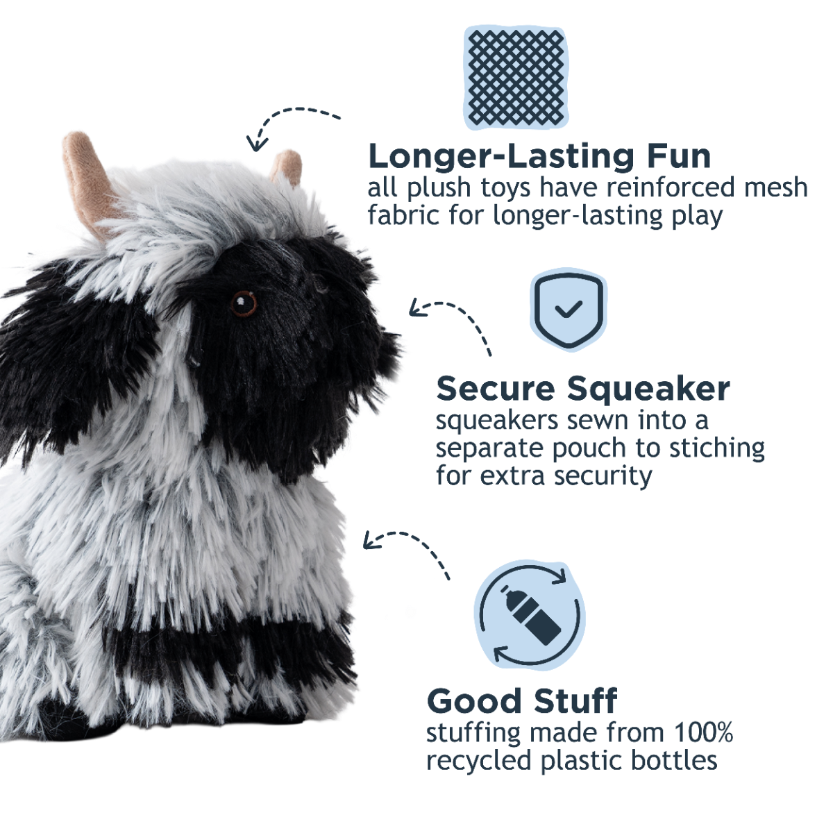HIGHLAND SHEEP WITH SQUEAKER DOG TOY 8” | Tall Tails