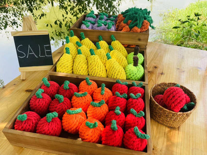 Handmade Fruit and Vegetable Rope Toys, Macrame Toys: Carrots