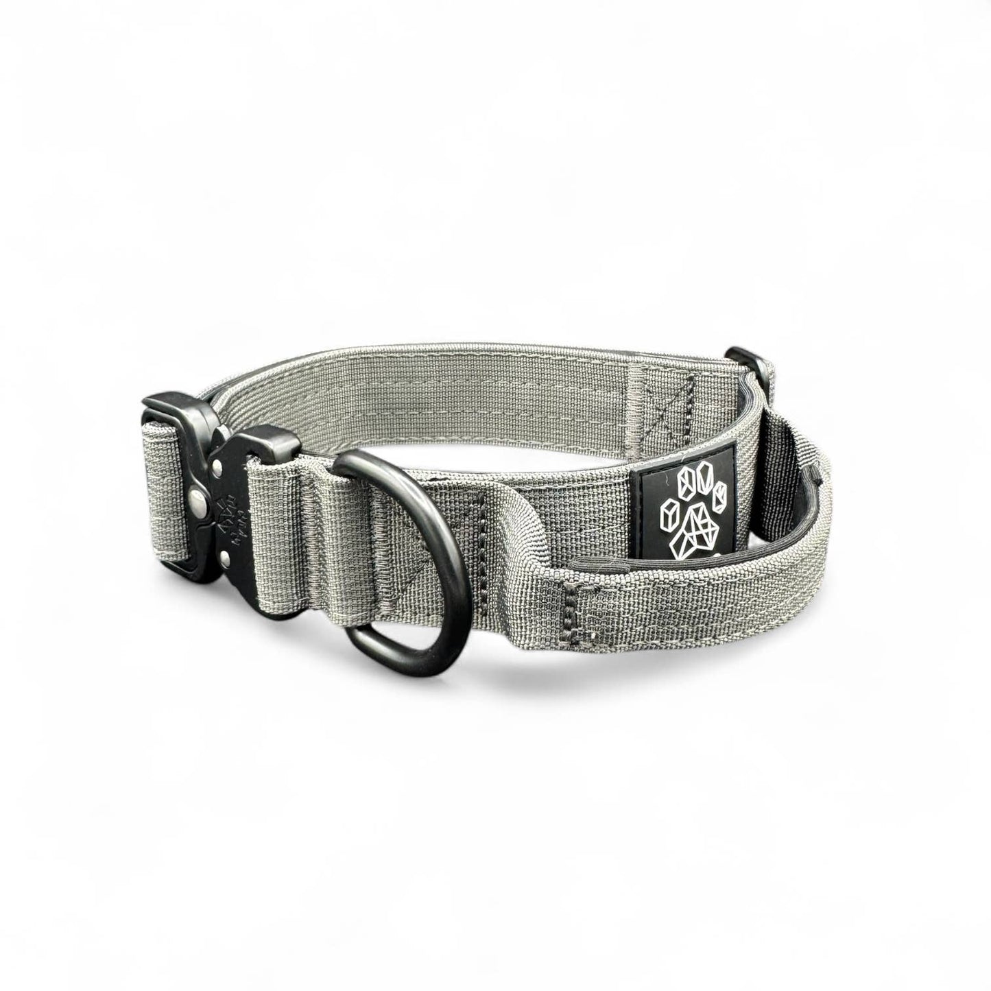 Gray Tactical Style Dog Collar: Medium: 1.5" x 13"-20"