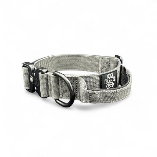 Gray Tactical Style Dog Collar: Medium: 1.5" x 13"-20"