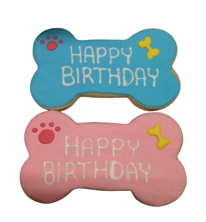 Happy Birthday 5” Dog Bone Gluten-Free Cookie: Pink