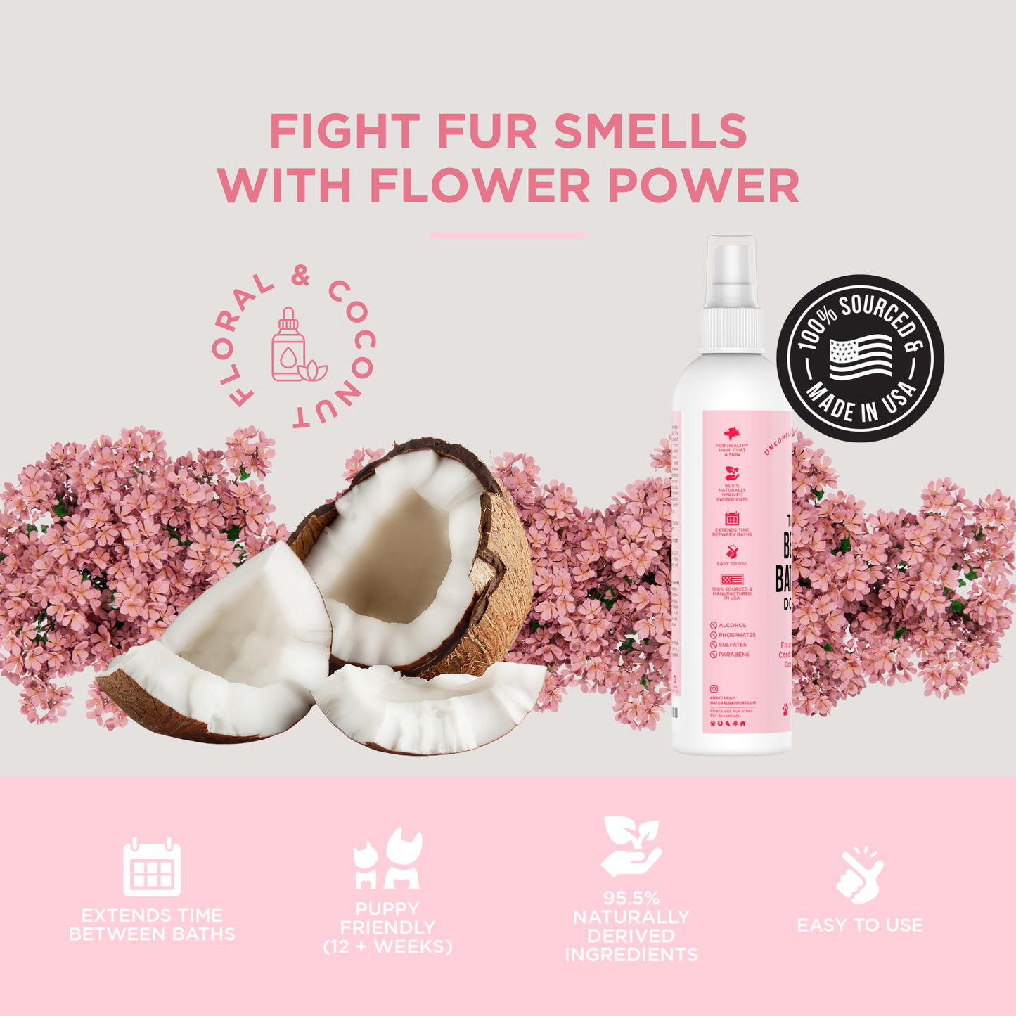 The Only Between Bath Spray Dogs Need - Floral & Coconut: 3 ounce