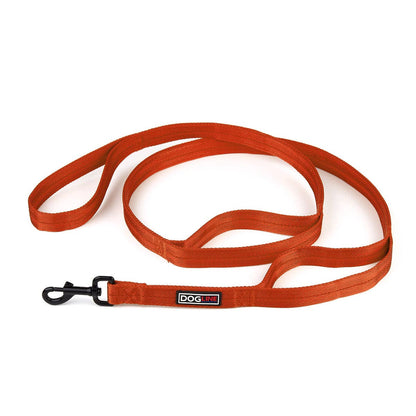 Nylon Multi-Handle Flat Leash: Red / 2 Handle / 4'