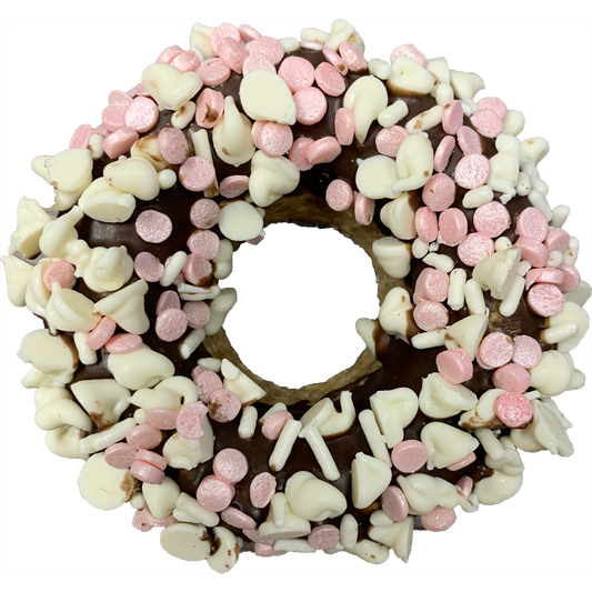 Gourmet Donut, Carob Covered Strawberry Donut Dog Treat