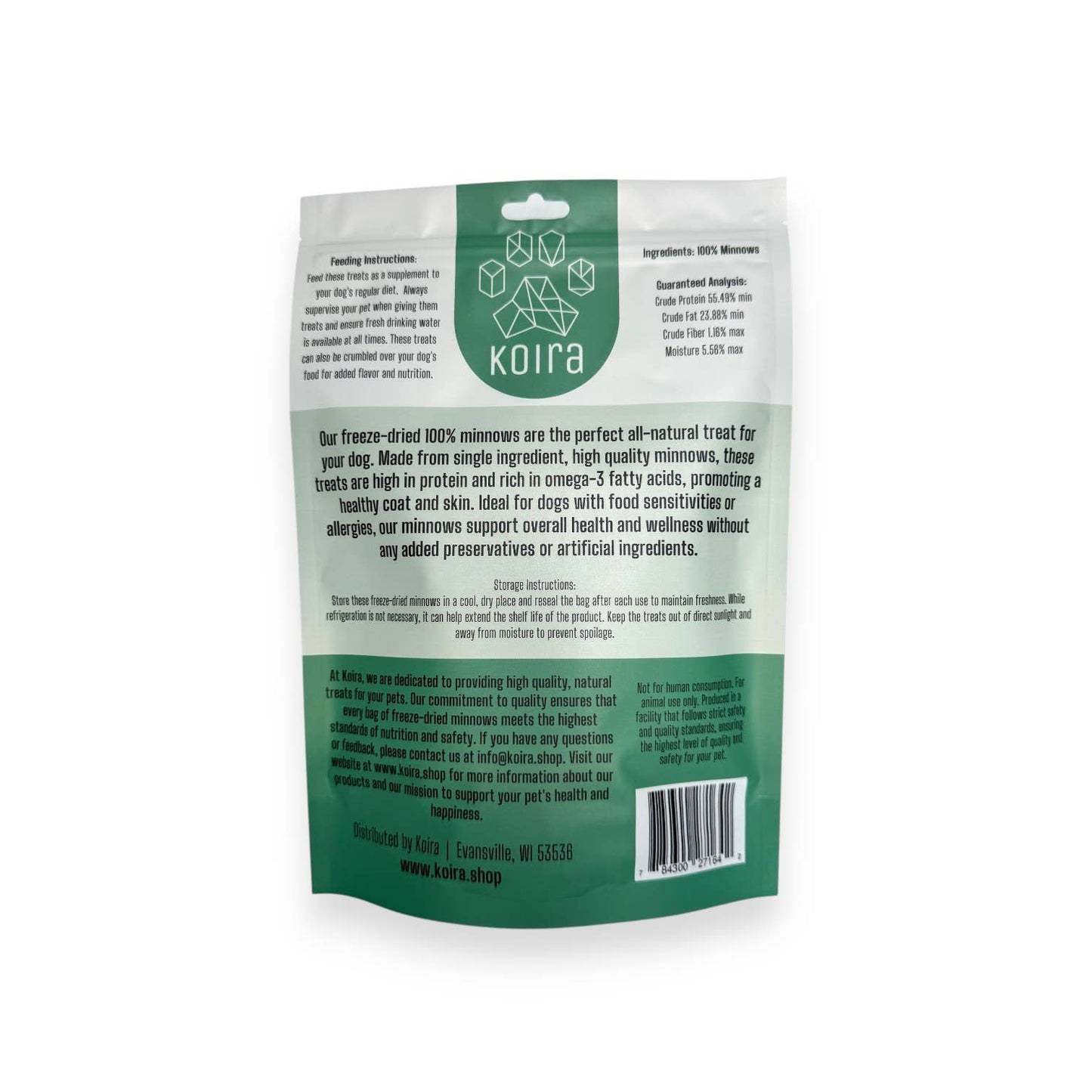 Freeze-Dried Minnows Protein-Packed Dog Treats- 0.5 oz | Koira