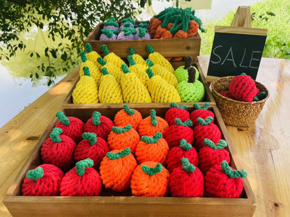 Handmade Fruit and Vegetable Rope Toys, Macrame Toys: Carrots