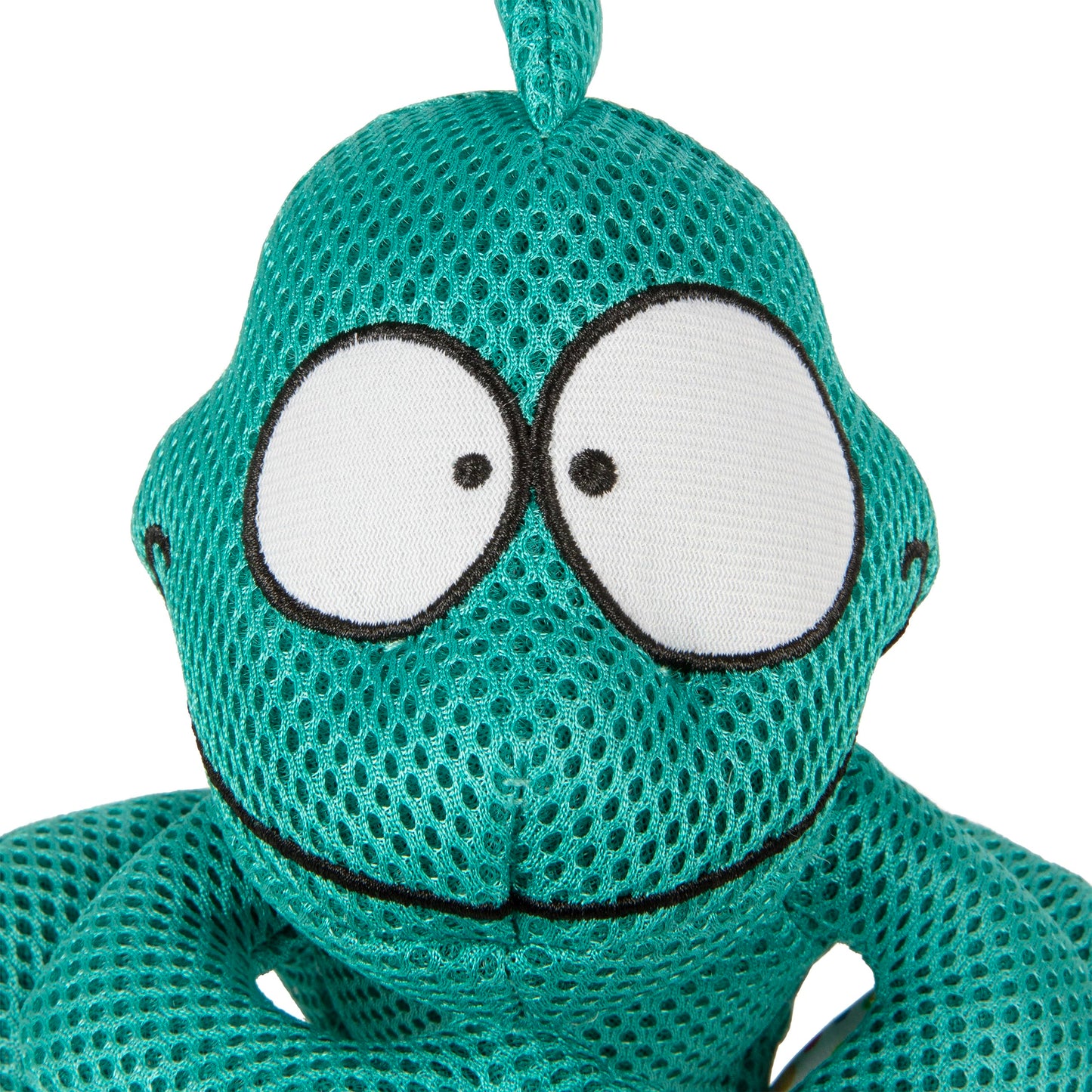 Double Chew Guard Mesh Amphibianz Chameleon Squeaky Dog Toy - Teal, Large | goDog