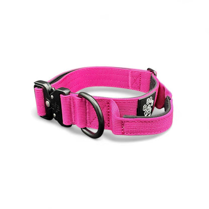 Pink Tactical Style Dog Collar : Medium: 1.5" x 13"-20"