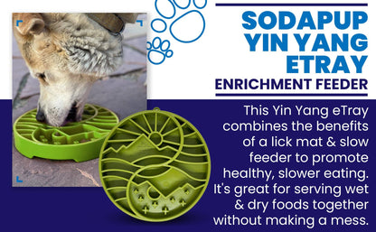 Yin Yang Design Shallow eTray Enrichment Slow Feeder Tray for Dogs: Orange