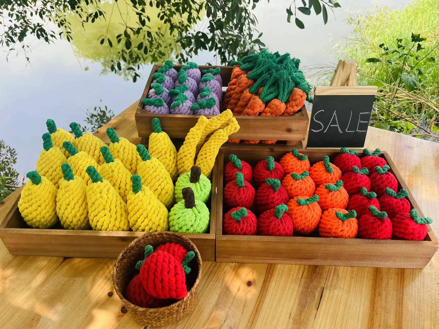 Handmade Fruit and Vegetable Rope Toys, Macrame Toys: Carrots