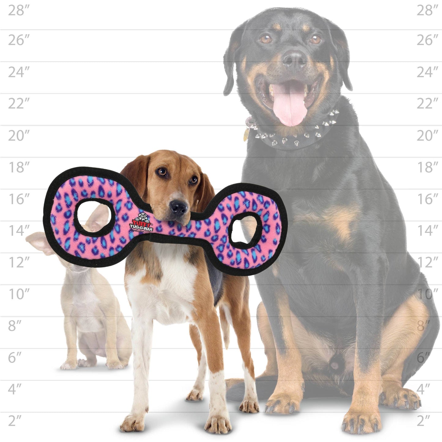 Tuffy Medium Tug-O-War - Pink Leopard, Squeaky Dog Toy