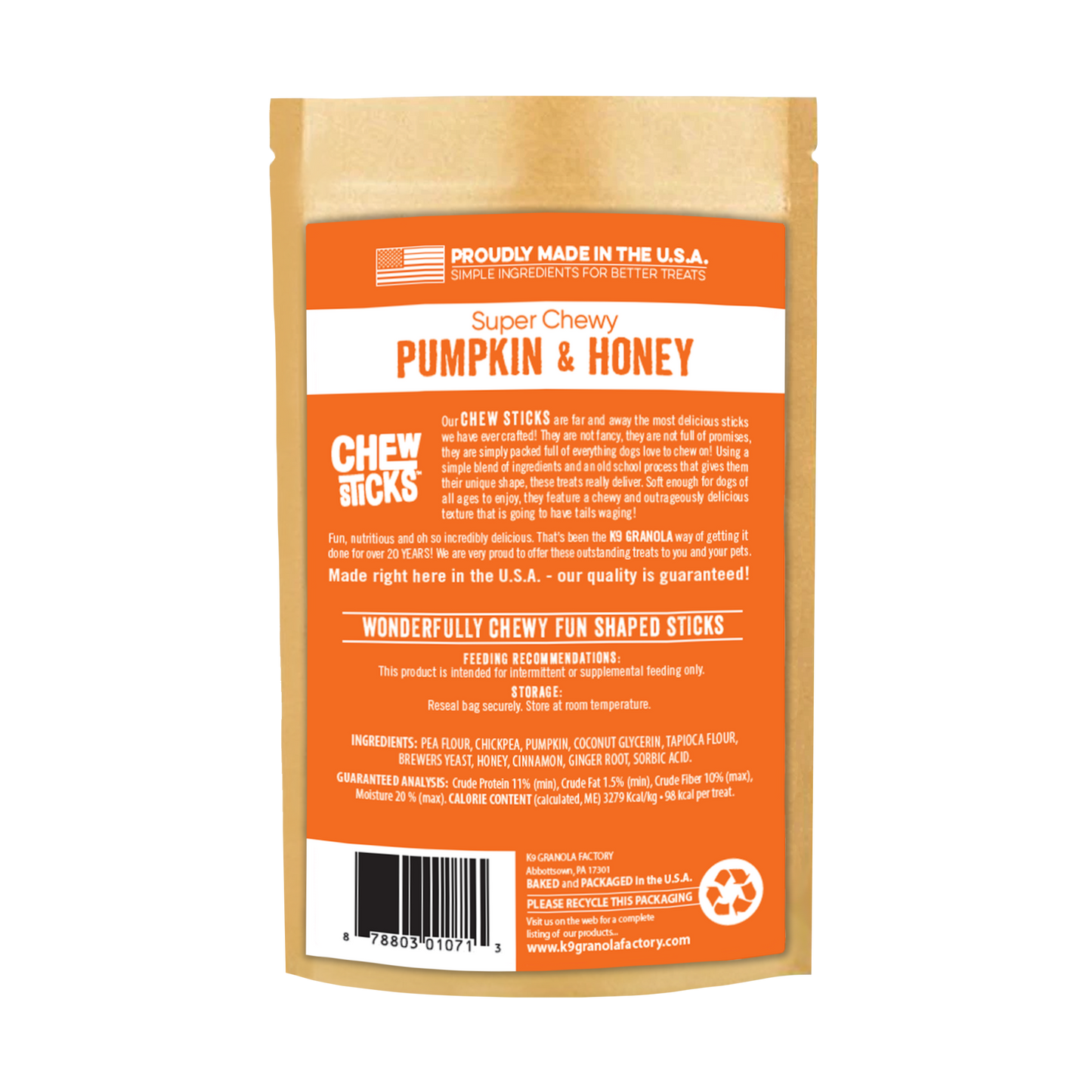 Chew Sticks Pumpkin & Honey 10ct