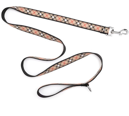 Bias Plaid Lead Dog Leash, Tan | The Worthy Dog