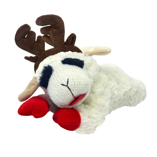 Multipet Holiday Lamb Chop w/Antlers Dog Toy 10.5"