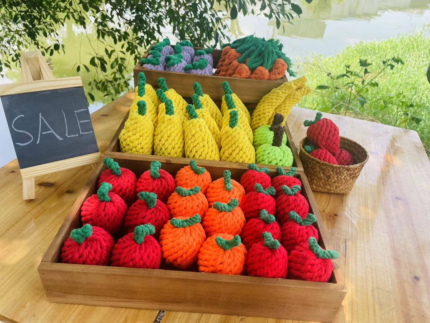 Handmade Fruit and Vegetable Rope Toys, Macrame Toys: Carrots