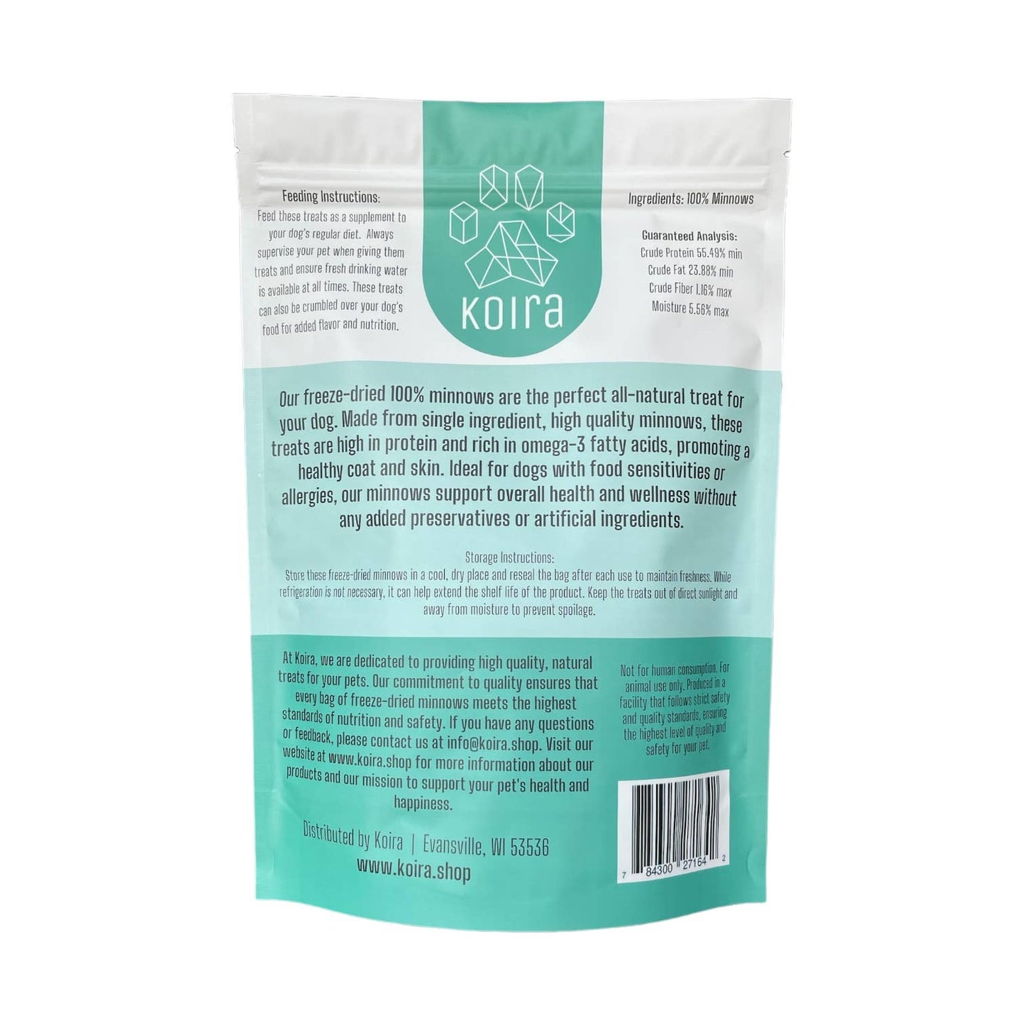 Freeze-Dried Minnows Protein-Packed Dog Treats: 2 oz Bag | Koira