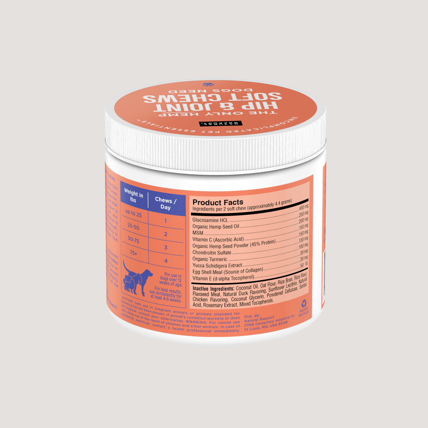 The Only Hemp Hip & Joint Soft Chews Dogs Need: 120 count jar
