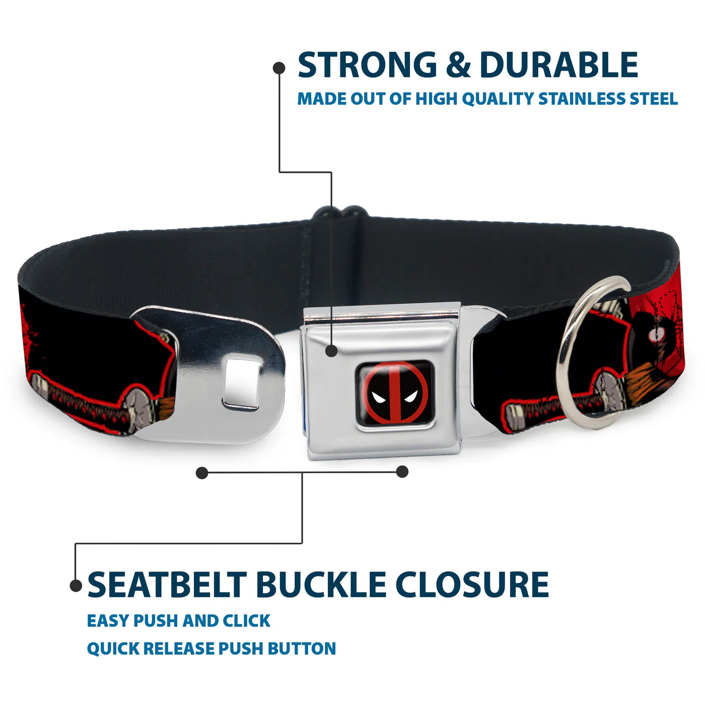 Buckle-Down Dog Collar 15”-26” Deadpool