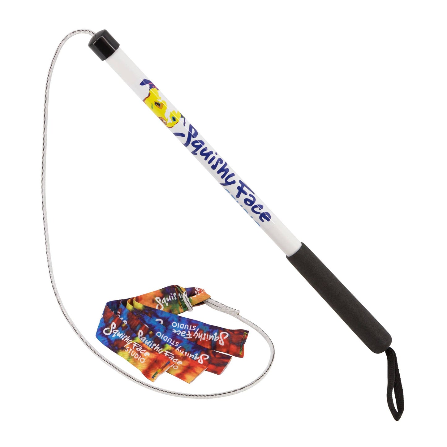 Squishy Face Studio Flirt Pole V2 Dog Toy with Lure: Rainbow Tie Dye / Jr / Without Squeakers