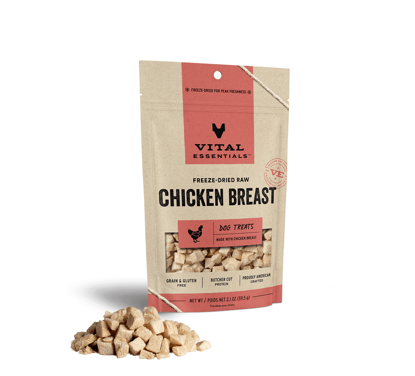 Vital Essentials Freeze-Dried Chicken Breast Dog Treats 2.1 oz
