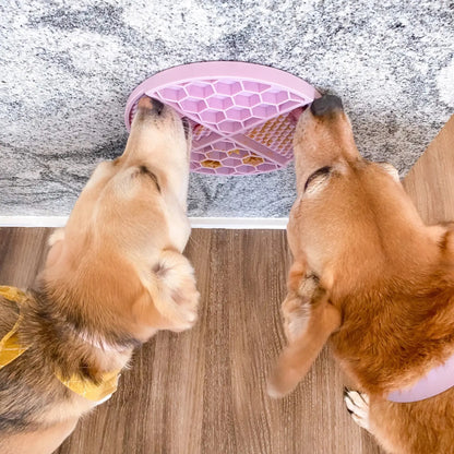 Specks Honeycomb Pastels Hybrid Pet Lick Mat: Pink