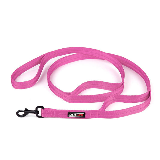 Nylon Multi-Handle Flat Leash: Hot Pink / 3 Handle / 6'