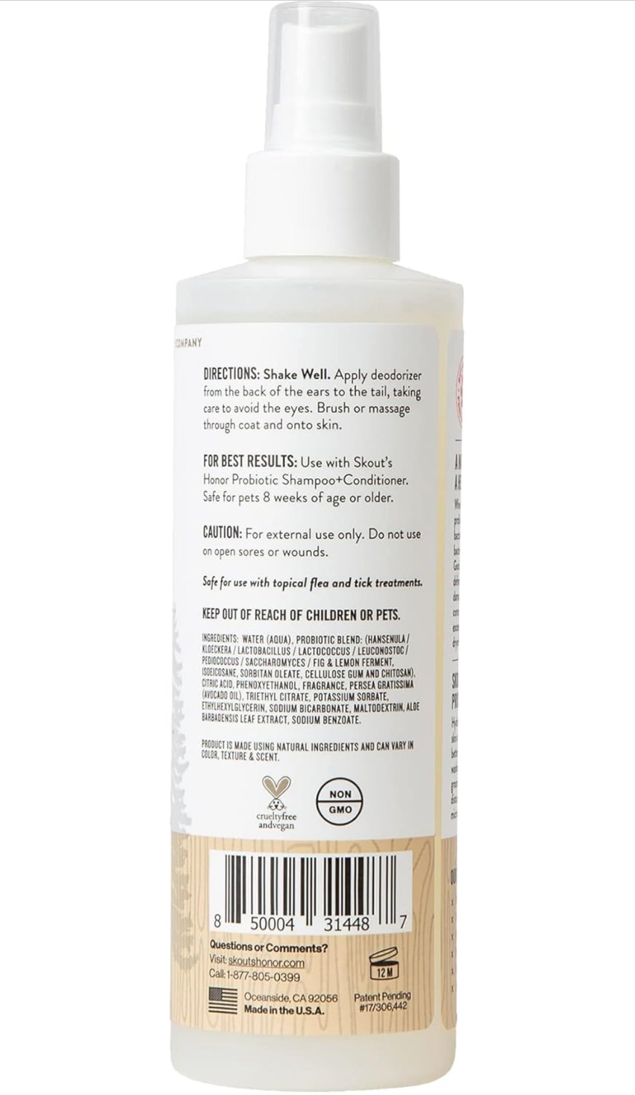 SKOUT'S HONOR Pet Deodorizer Spray- Hydrating Daily-Use with Avocado Oil & Omega-3s, Paraben & Sulfate-Free, 97% Natural, 8oz, Dog of The Woods